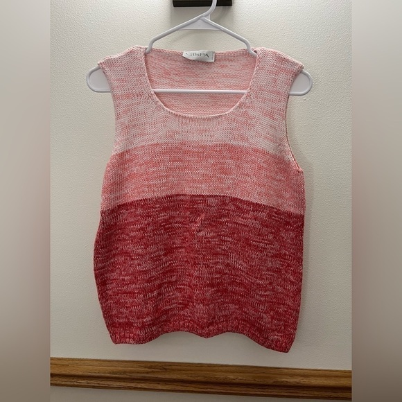 Gispa Italian Knit Pink Ombré Cardigan Tank Set Size L - Picture 3 of 12